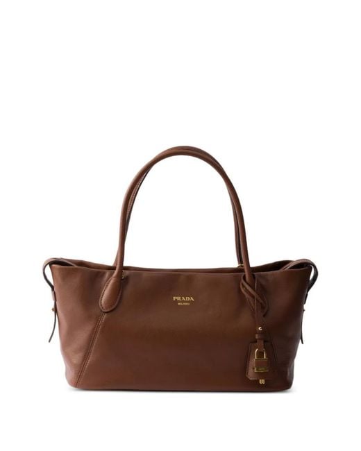 Prada Brown Large Leather Tote Bag