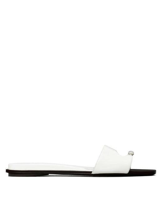 Tory Burch White Pierced Slides
