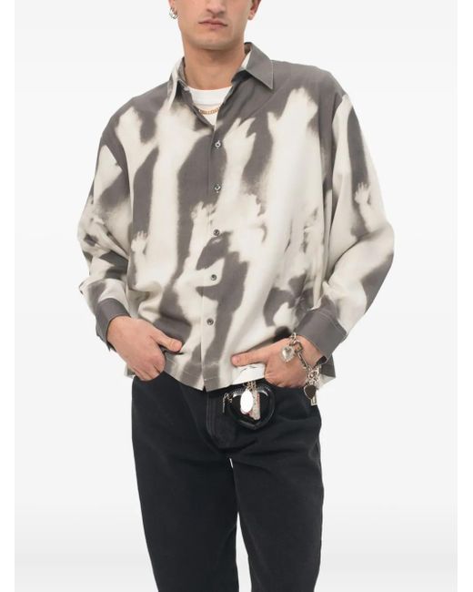 Carne Bollente White Abstract-Print Button-Up Shirt