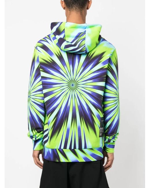 Philipp Plein Green Tie Dye-Print Pullover Hoodie for men