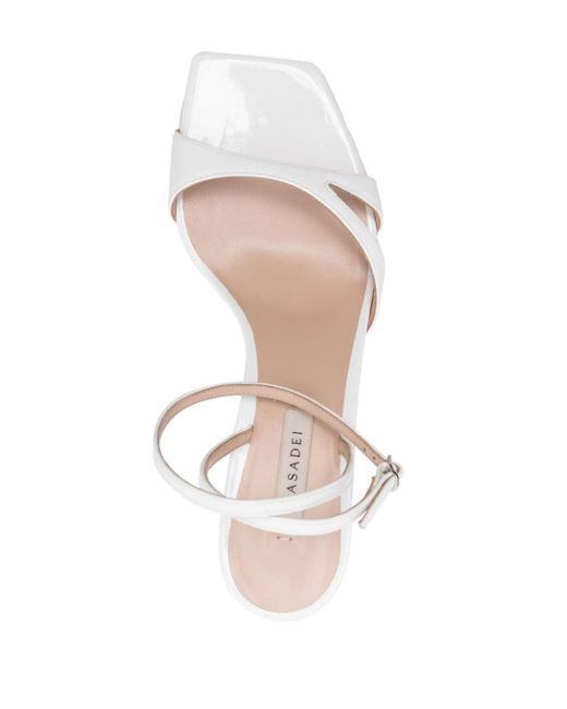 Casadei White Cut-out Patent-leather Sandals