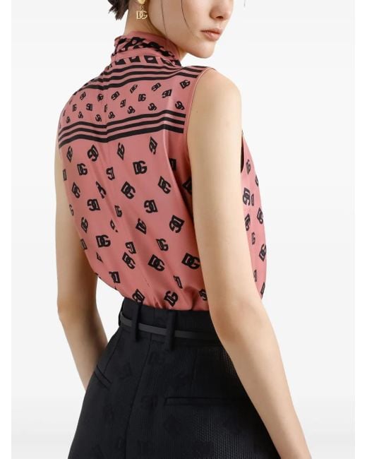 Dolce & Gabbana Red Dna Logo-Print Blouse
