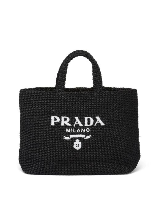 Borsa Tote All'Uncinetto di Prada in Black