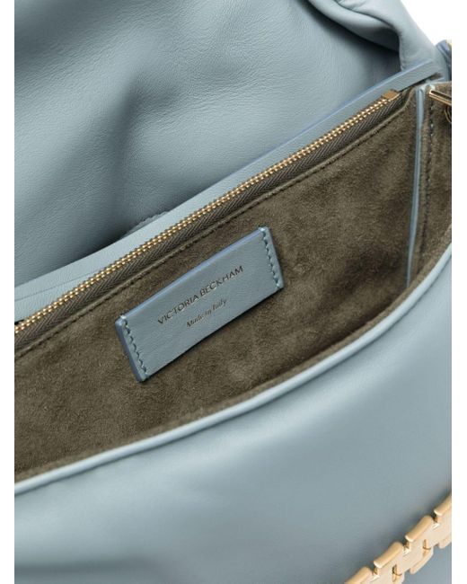 Victoria Beckham Blue Puffy Chain Leather Clutch Bag