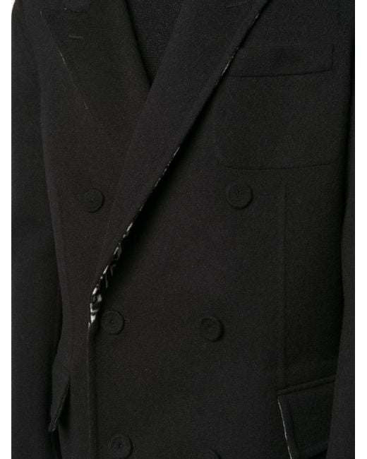 Fendi Black Ff-print Double-breasted Reversible Coat for men