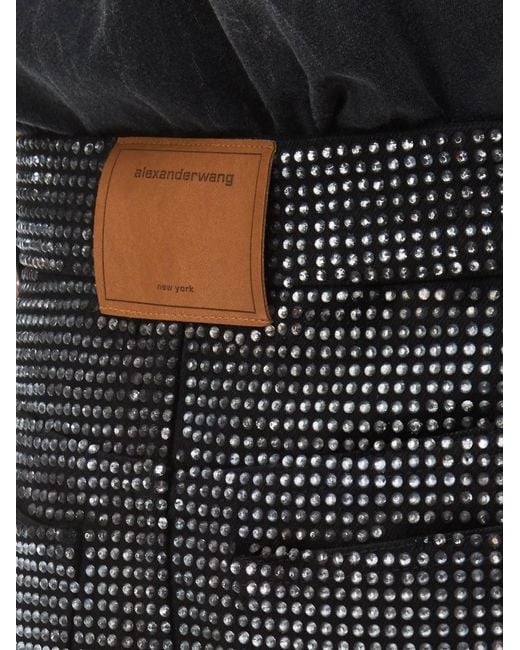 Alexander Wang Black Crystal Embellished Denim Mini Skirt