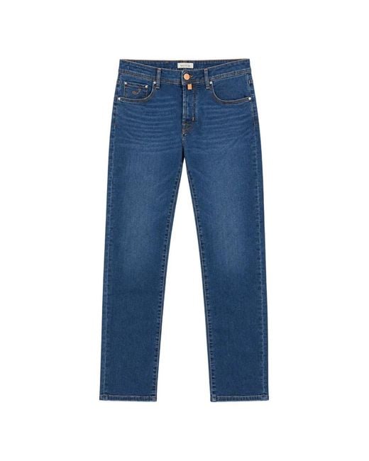 Jacob Cohen Blue Logo-Patch Embroidered Jeans for men