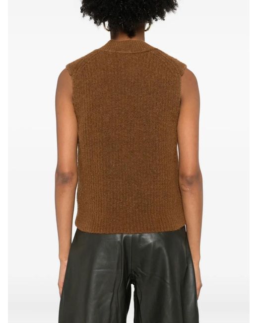 Marc O' Polo Brown V-Neck Wool-Blend Vest