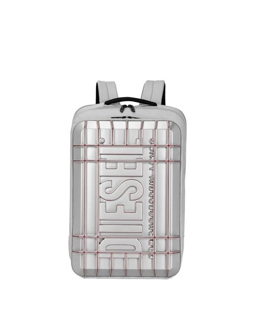 DIESEL White Embossed-Logo Zipped Backpack