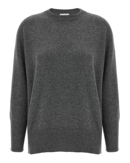 Jersey Monile con cuello redondo Brunello Cucinelli de color Gray