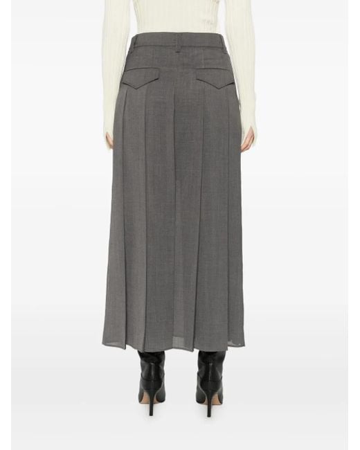 Jupe Mi-Longue À Design Plissé Brunello Cucinelli en coloris Gray