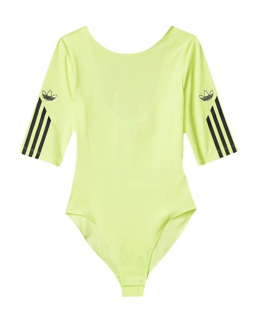 Adidas Yellow Sleeve Stripes Bodysuit