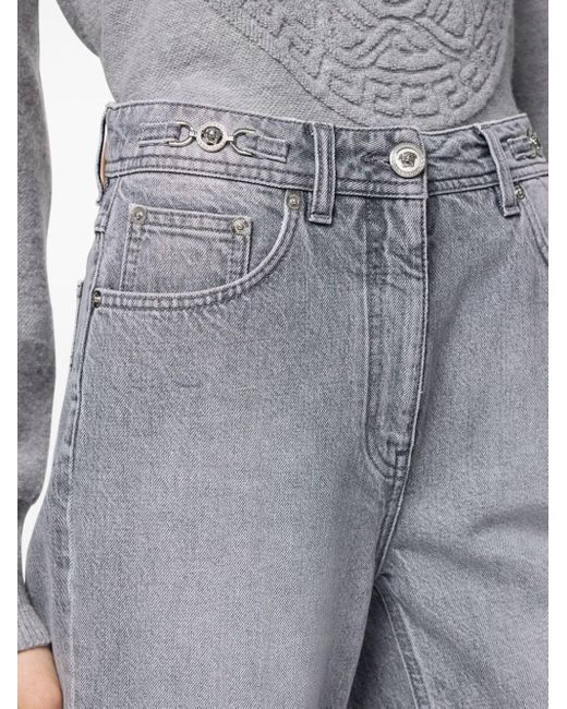 Versace Gray Straight-Leg-Jeans mit hohem Bund