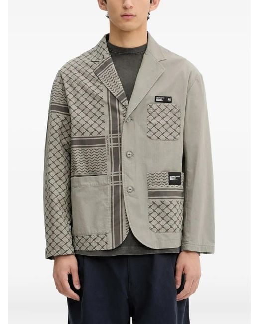 Neighborhood Gray Shemagh Patchwork Blazer for men