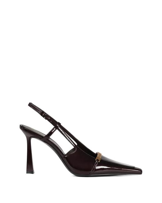 POTAMY White Buckle Strap Leather Pumps