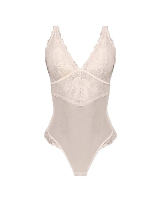 Heist White The Dahlia Lace-Panel Bodysuit