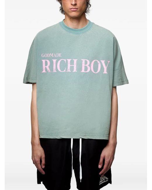 GODMADE Blue Rich Boy Logo-Print T-Shirt for men