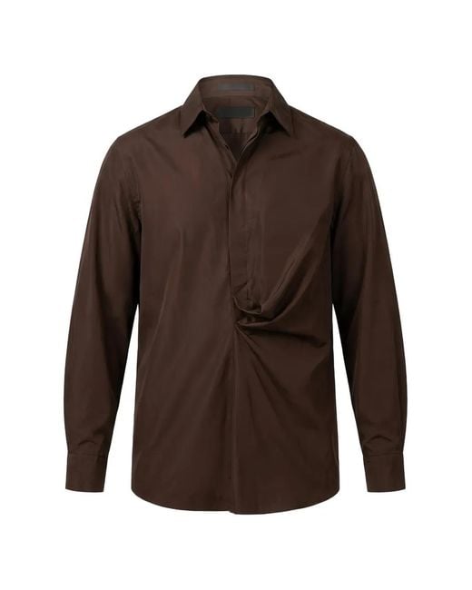 Valentino Garavani Brown Twisted-Detail Long-Sleeve Shirt for men