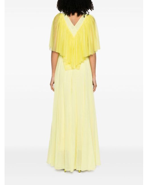Forte Forte Yellow Tulle-layered Pleated Maxi Dress
