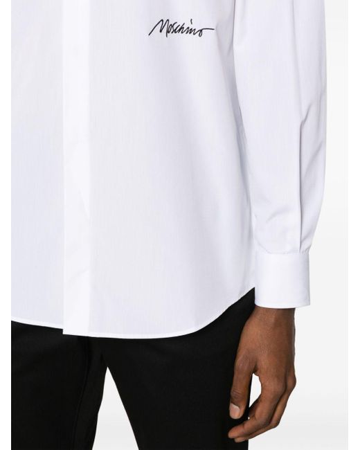 Camisa con logo bordado Moschino de hombre de color White