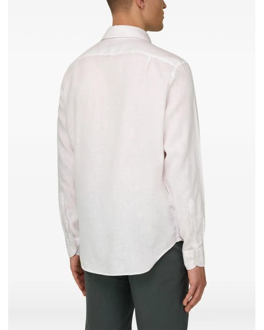 Boggi White Garment-Washed Linen Shirt for men