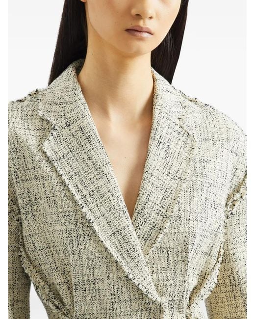 Erdem White Mouline Single-Breasted Fitted Jacket