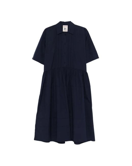 Semicouture Blue Polo-Collar Dress