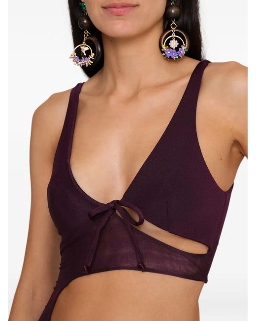Amir Slama Purple X Tati Barbieri Cut-Out Knotted Beach Cover-Up