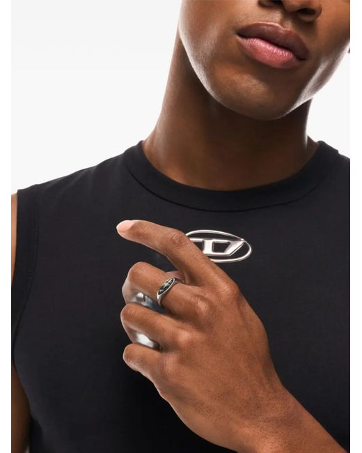 DIESEL White Stainless Steel Signet Ring