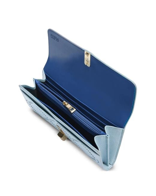 Furla Blue Iride Turnlock Patterned Wallet