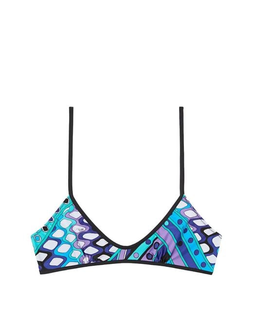 Emilio Pucci Blue Vivara-Print Balconette Bikini Top