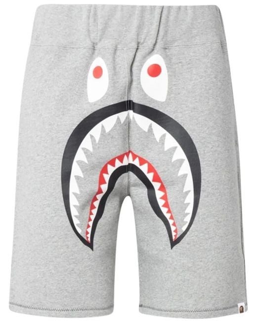 A Bathing Ape Gray Shark Track Shorts for men