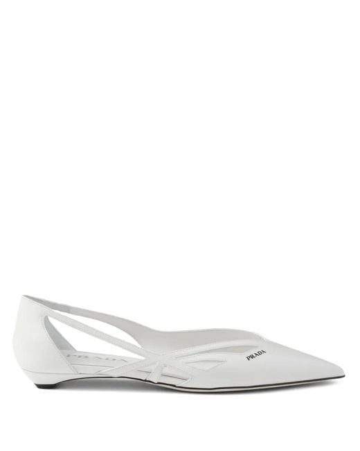 Prada White Leather Ballerinas