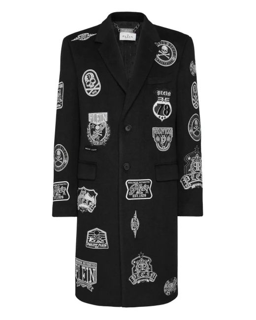 Philipp Plein Black Patches Coat for men