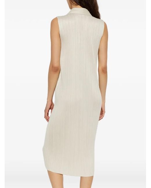 Pleats Please Issey Miyake White Pleated Dress