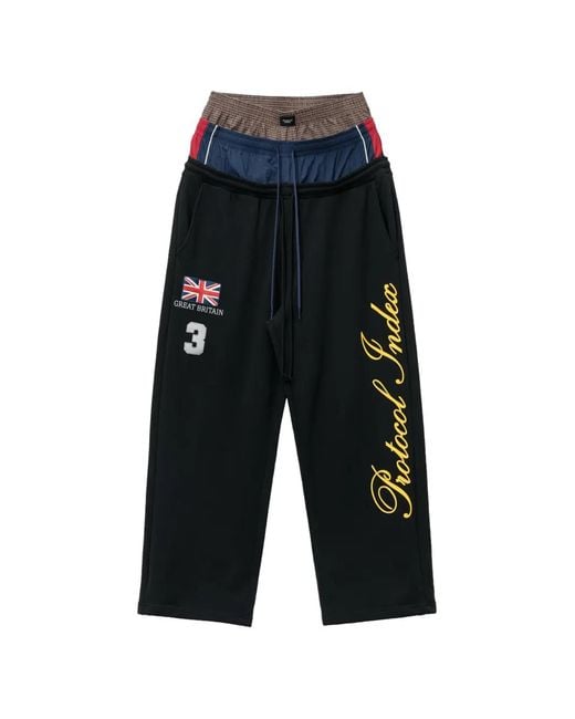 Protocol Index Black Triple-Layered Track Pants for men