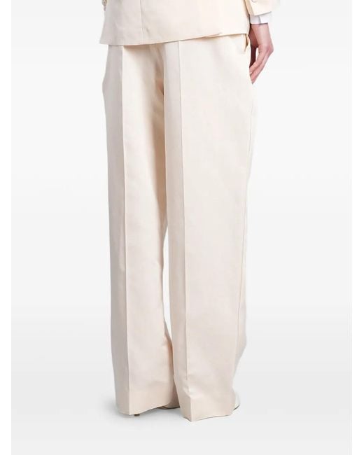 Magda Butrym White Pleated Straight-Leg Trousers