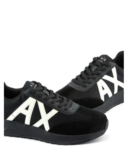 ARMANI EXCHANGE Black Logo-Patch Panelled-Design Sneakers for men