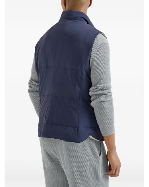 Brunello Cucinelli Blue Detachable-Hood Gilet for men