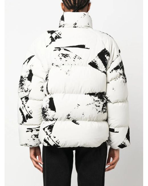 Y-3 White Paint Splatter-Print Puffer Jacket