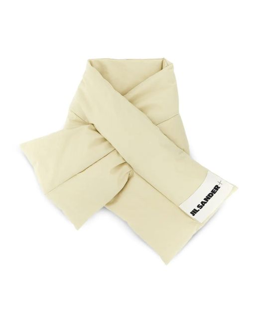 Jil Sander White Wattierter Schal mit Logo-Patch