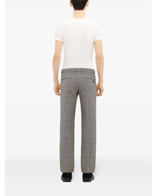 Courreges Gray Prince-Of-Wales-Print Straight-Leg Trousers for men