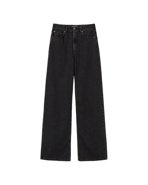 Twinset Black Wide-Leg Jeans With Five Pockets