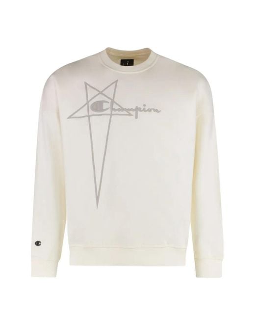 Rick Owens White Logo-Embroidered Sweatshirt for men