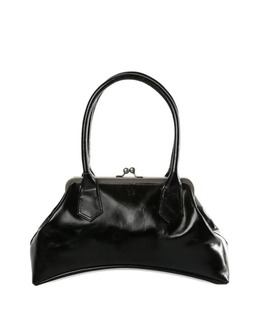 Y's Yohji Yamamoto Black Frame-Clasp Curvy Tote Bag