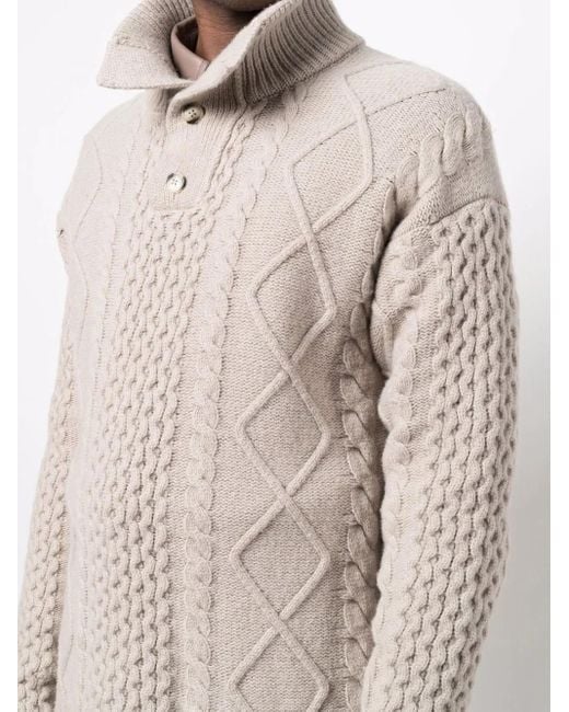 Nanushka White Button-Collar Cable-Knit Jumper for men
