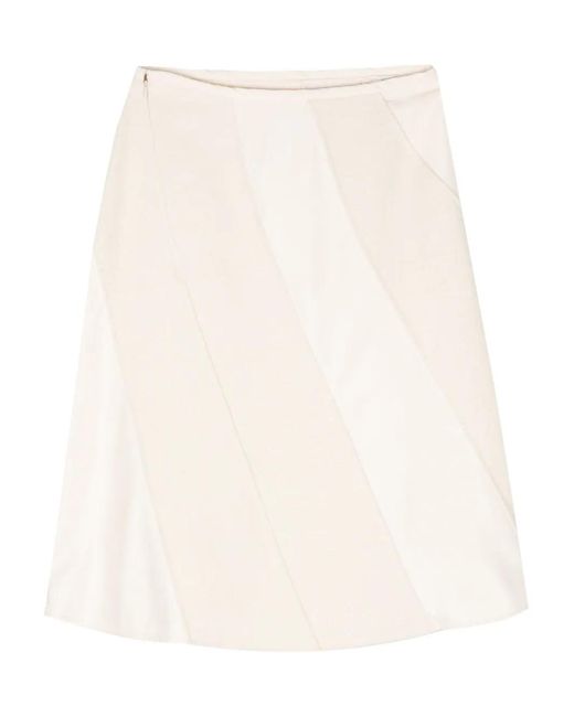 Jil Sander Natural Flared Skirt With Satin Inserts