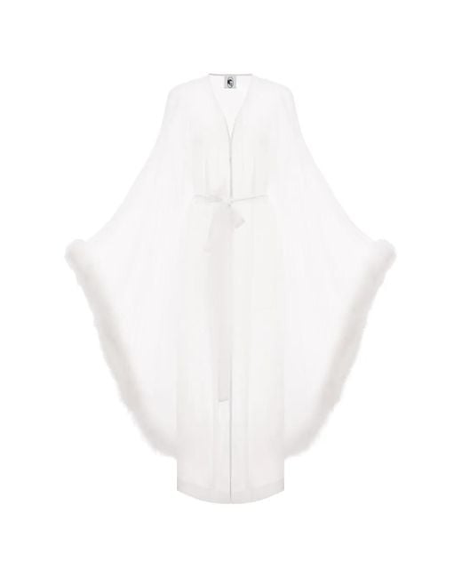 Sleeper White Afrodita Feather-Trim Robe