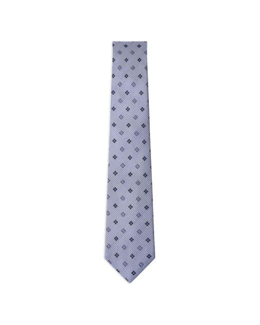 Hackett Blue Flower-Outline Geometric-Pattern Tie for men