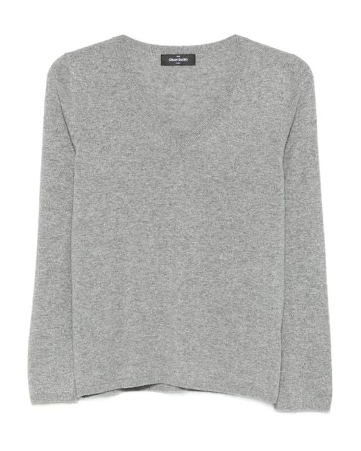 Gran Sasso Gray V-Neck Sweater